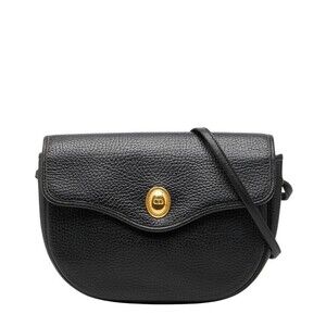 Dior logo crossbody shoulder bag black leather
